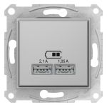 Двойная USB розетка 2,1A алюминий Sedna Schneider Electric SDN2710260