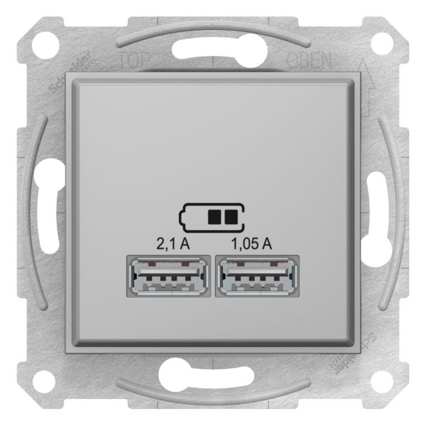 Двойная USB розетка 2,1A алюминий Sedna Schneider Electric SDN2710260