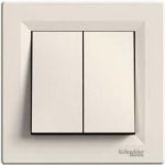 Выключатель 2-клавишный кремовый Asfora Schneider Electric EPH0300123
