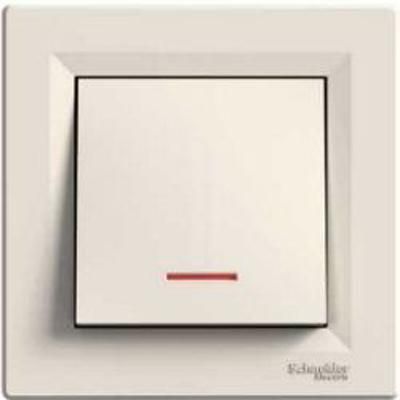 Выключатель одноклавишный с подсветкой кремовый Asfora Schneider Electric EPH1400123