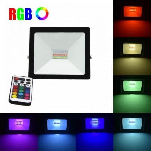Світлодіодний прожектор чорний 20Вт RGB IP65 + пульт Lemanso LMP76-20
