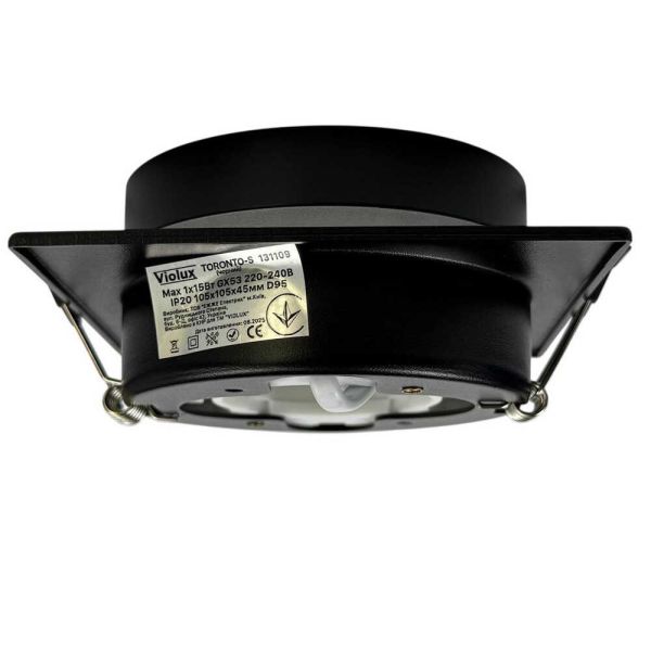 Светильник встроенный точечный Violux Toronto-S GX53 max15W 220V квадрат IP20 черный