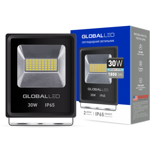 Прожектор світлодіодний LED GLOBAL FLOOD LIGHT 30W 5000K ІР65 (1-GBL-02-LFL-3060