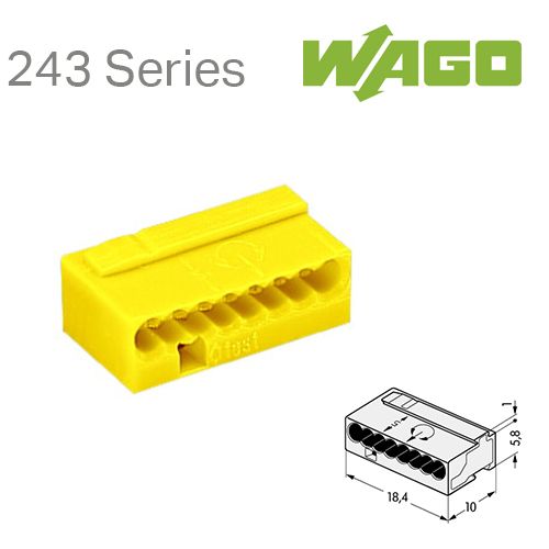 243-508 Мікро-Клема WAGO для розпод. коробок, 8-конт., жовта