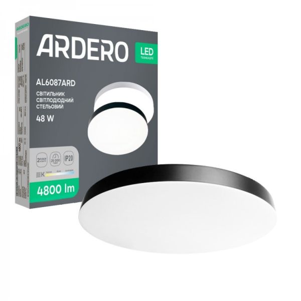 Светильник накладной Ardero led al6087ard Trend 48Вт 3000-4000-6500К 4800Лм черный