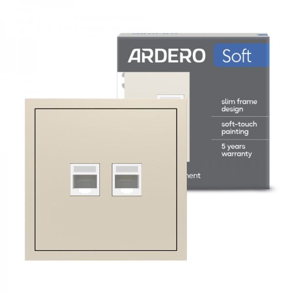 Компьютерная розетка двойная Ardero Soft механизм ER152PC-C шампань