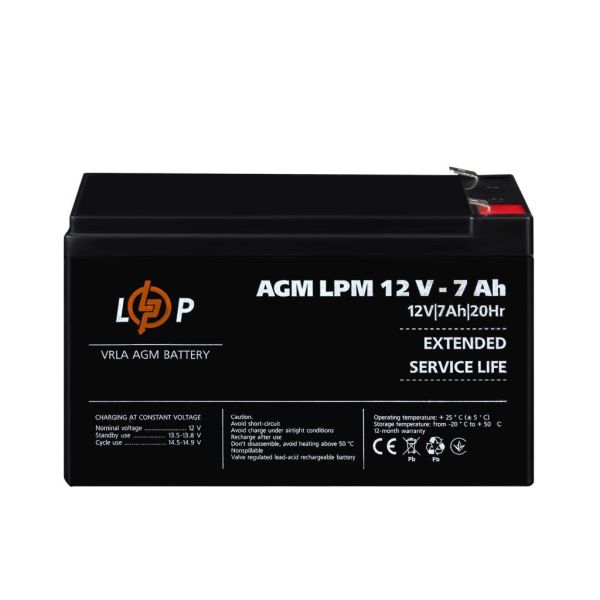 Аккумулятор свинцово-кислотный AGM LP LogicPower LPM 12V - 7Ah