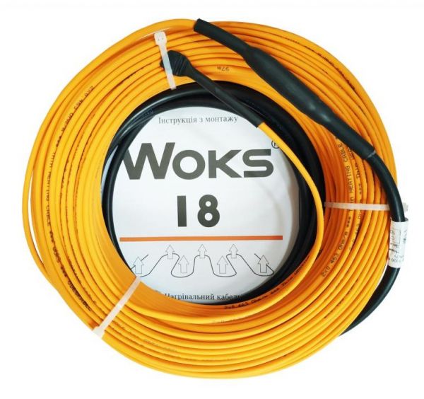 Теплый пол Woks 18 тонкий мощный нагревательный кабель двужильный 162м 2920Вт 0922024