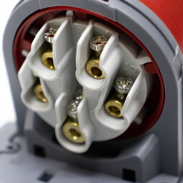 Розетка силовая каучук TP electric настенная 16А-5 (3Р+N+РЕ) IP44 серый красный