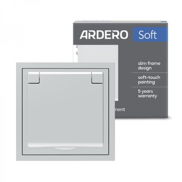 Розетка с заземлением крышкой и шторками Ardero Soft механизм 16А ER131-W белый