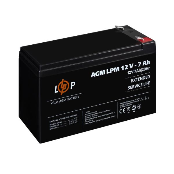 Аккумулятор свинцово-кислотный AGM LP LogicPower LPM 12V - 7Ah