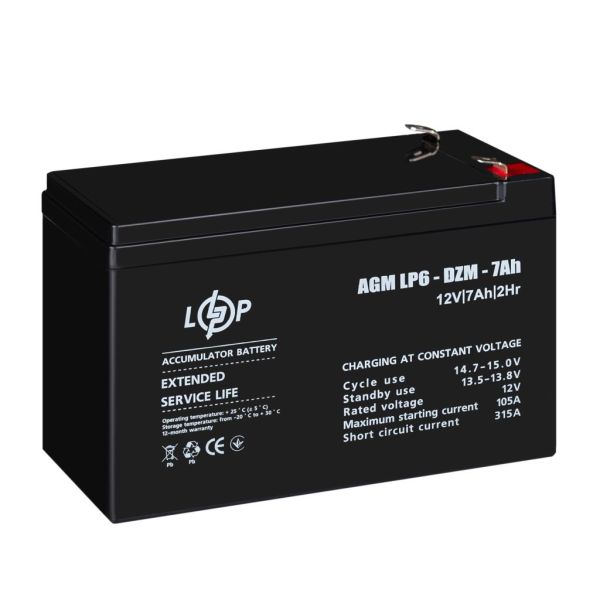 Аккумулятор тяговый свинцово-кислотный AGM LP LogicPower LP6-DZM-7Ah