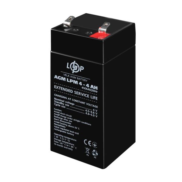 Аккумулятор свинцово-кислотный AGM LP LogicPower LPM 4V - 4Ah