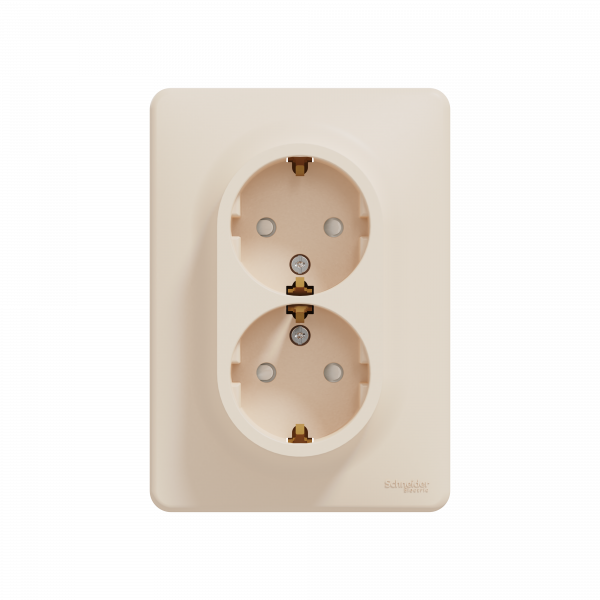 Подвійна розетка 2P+E з заземляючим контактом, Бежевий Sedna Design Schneider Electric SDD312221