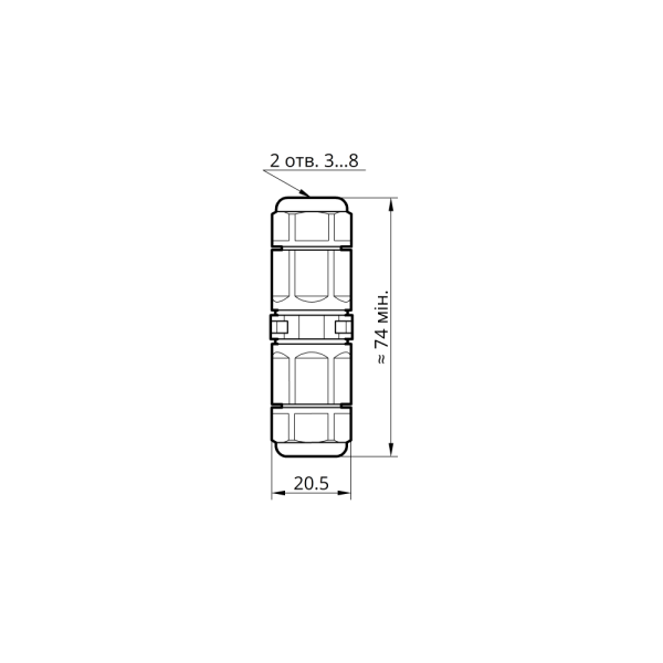 Конектор для кабеля К16 2pin 0.5-4мм2 IP68 Takel