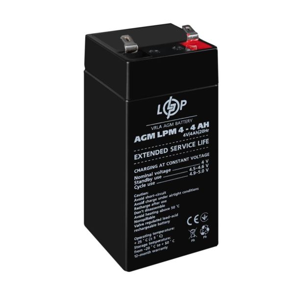 Аккумулятор свинцово-кислотный AGM LP LogicPower LPM 4V - 4Ah