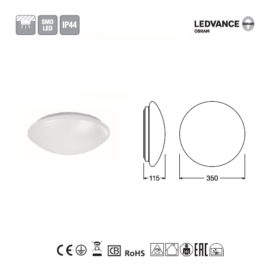 Накладной светильник 18W 4000K 1440Lm IP44 SF Circular LED LEDVANCE