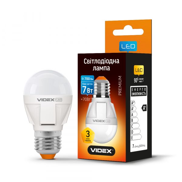 LED лампа VIDEX PREMIUM  G45 7W E27 4100K