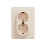 Подвійна розетка 2P+E з заземляючим контактом, Бежевий Sedna Design Schneider Electric SDD312221