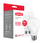 Набор світлодіодних ламп MAXUS A70 15W тепле світло E27 (по 2 шт.) (2-LED-567-01)
