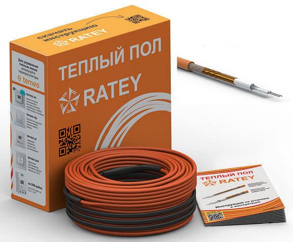 Теплый пол Ratey RD2 двухжильный кабель 121м 2200Вт 12,1-15,1м2