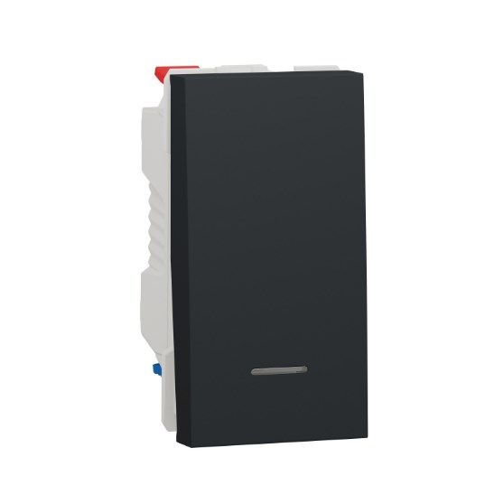 Переключатель проходной 1-клавишный с нейтралью 10А, 1 модуль Schneider Electric Unica New антрацит