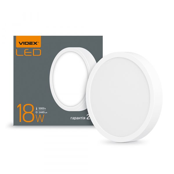 LED Cветильник круглый накладной VIDEX 18W 5000K