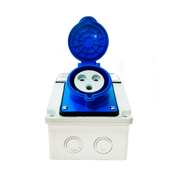 Бокс 130x220мм с розеткой - силовая 32A-3 3Р 1шт, TP electric внешний 230V IP44