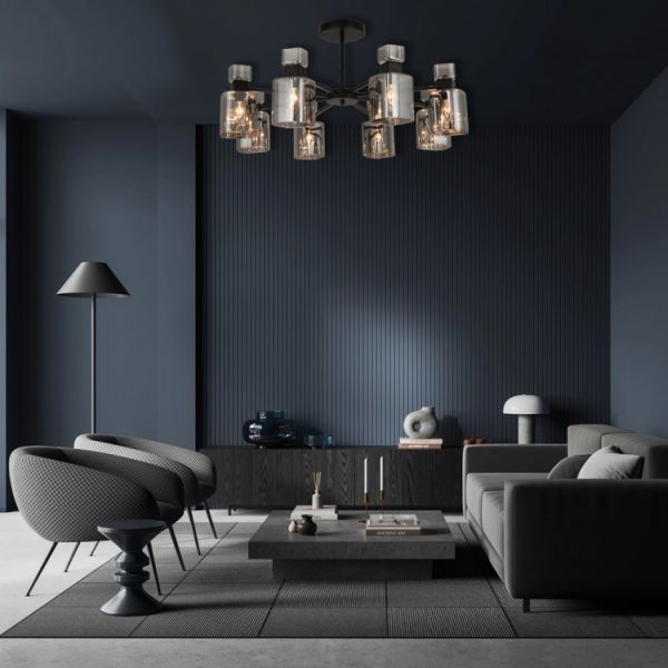 Светильник люстра Ardero BL1180-1 Olivia 8хЕ14 под лампу стекло черный
