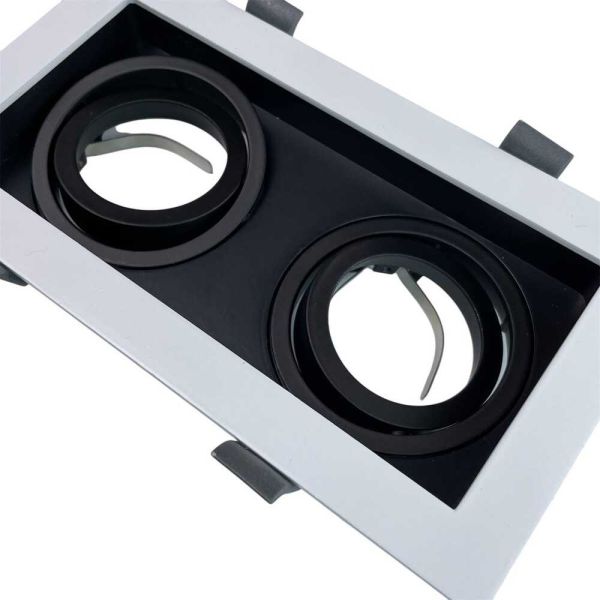 Светильник точечный встроенный Violux Amsterdam-2L GU10 2х35W 220V IP20 прямоугольник бело черный