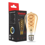 Лампа LED Vestum філамент вінтаж golden twist ST64 Е27 6Вт 220V 2500К