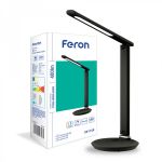 Настольный светодиодный светильник 9Вт 2700-6500K черный с текстурой кожи Feron DE1728