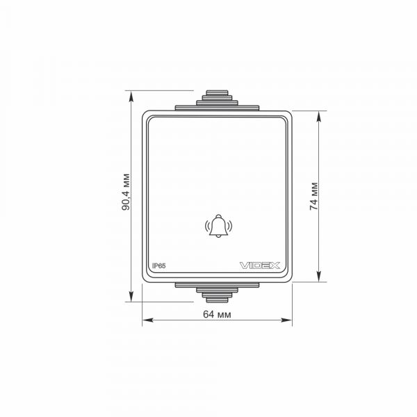 IP65 Кнопка звонка серая VIDEX BINERA