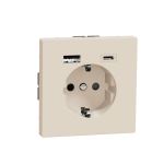 Розетка с заземлением с USB A+C 3A Merten D-Life MTN2367-6033 Сахара