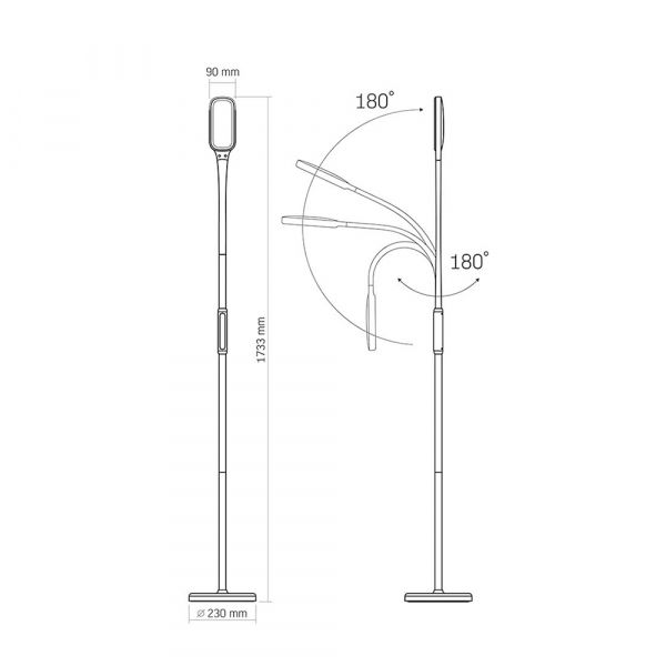 LED торшер білий VIDEX TF07W 14W 3000-5500K