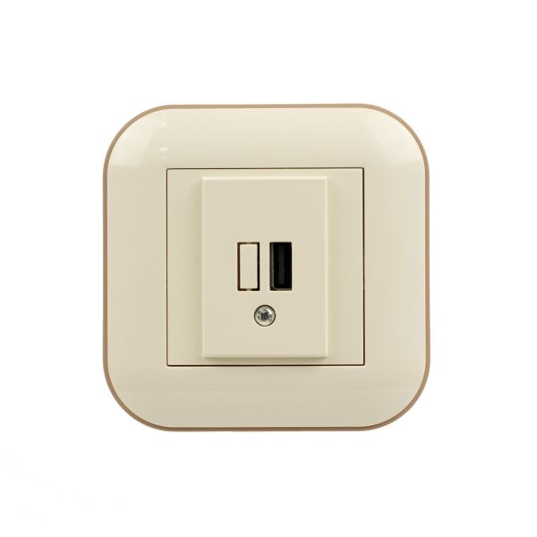 Розетка 1-USB Ovivo Loft кремовый+крафтовый