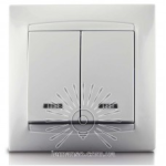 Выключатель двухклавишный + LED подсветка белый Sakura Lemanso LMR1007