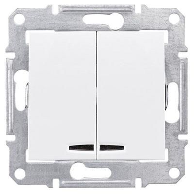 Выключатель двухклавишный, с индикатором, белый Sedna Schneider Electric SDN0300321