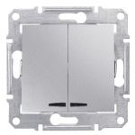 Выключатель двухклавишный с индикатором алюминий Sedna Schneider Electric SDN0300360