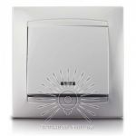 Выключатель одноклавишный + LED подсветка белый Sakura Lemanso LMR1004