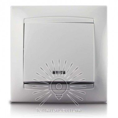 Выключатель одноклавишный + LED подсветка белый Sakura Lemanso LMR1004