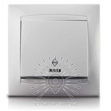 Выключатель одноклавишный проходной + LED подсветка белый Sakura Lemanso LMR1003
