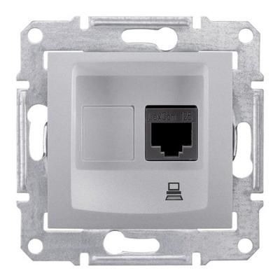 Розетка компьютерная RJ45, кат.5е, UTP алюминий Sedna Schneider Electric SDN4300160