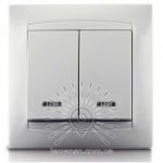 Выключатель двухклавишный + LED подсветка белый Sakura Lemanso LMR1007