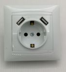 Розетка с заземлением + гнезда 2USB белая Sakura Lemanso LMR1039