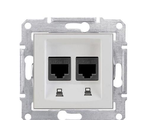 Розетка компьютерная RJ45, кат.5е, UTP двойная, белая Sedna Schneider Electric SDN4400121