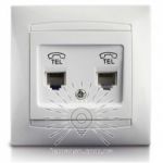 Розетка телефонная двойная белая Sakura Lemanso LMR1026