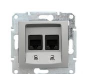 Розетка компьютерная RJ45, кат.5е, UTP двойная алюминий Sedna Schneider Electric SDN4400160