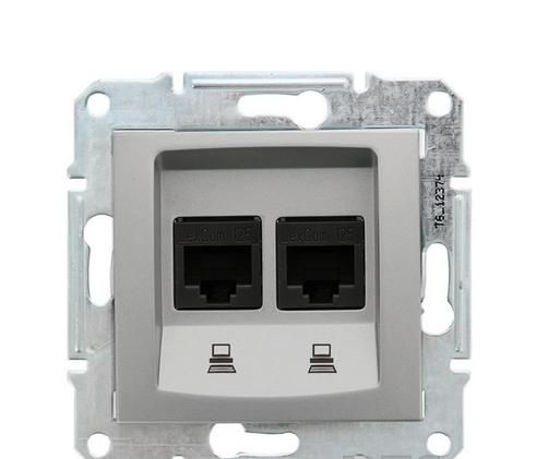 Розетка компьютерная RJ45, кат.5е, UTP двойная алюминий Sedna Schneider Electric SDN4400160