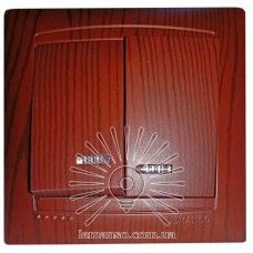 Выключатель двухклавишный + LED подсветка вишня Sakura Lemanso LMR1507